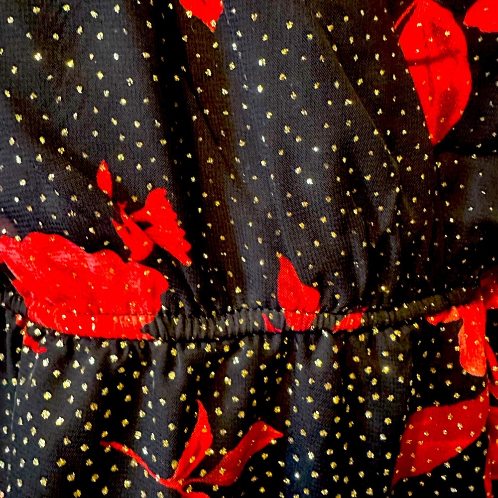 ⭐️HostPick⭐️City Triangles Black & Red Floral Long Sleeve Dress w/ Gold sparkles - Picture 12 of 14